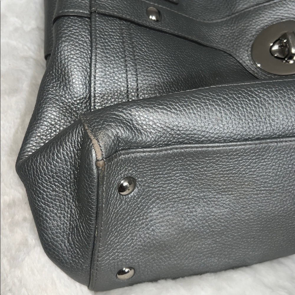 Coach Metallic Gray Leather Satchel - Picture 3 of 5